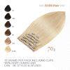 Picture of Aison Bleach Blonde Clip in Hair Extensions Real Human Hair 70G 100% Remy Human Hair Soft Silky Straight 7pcs 16clips One Pack (15 Inch #613)