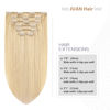 Picture of Aison Bleach Blonde Clip in Hair Extensions Real Human Hair 70G 100% Remy Human Hair Soft Silky Straight 7pcs 16clips One Pack (15 Inch #613)
