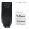 Picture of Aison Jet Black Clip in Hair Extensions Real Human Hair 70G 100% Remy Human Hair Clip in Extensions Straight 7pcs 16clips 15 Inch Hair Extensions