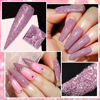 Picture of MIZHSE Diamond Gel Nail Polish, Reflective Glitter Pink Gel Polish, Sparkly Shiny Shimmer Nail Art Varnish Manicure, Soak Off LED Lamp, for Beginners DIY at Home