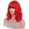 Picture of AneShe Short Curly Red Wig for Women Red Wavy Bob Wig with Bangs Shoulder Length Wig Heat Resistant Fiber Red Color Wig for Daily Party Cosplay Use