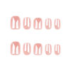 Picture of Chrome Press on Nails Short Square Fake Nails Pink False Nails Press ons with Chorme Designs Glossy Acrylic Nails Full Cover Glue on Nails Aritificial Stick to Nails for Women Nails Decorations 24 Pcs