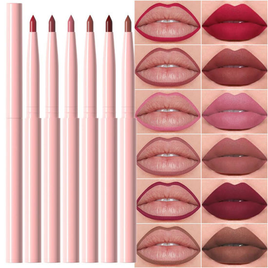 Picture of evpct 6Pcs Retractable Lip Liner Pencils Set Pack for Shaping & Sculpting Lips, Ruby Mauve Red Rose Nude Pink Plum Purple Taupe Brown Creamy Matte Velvet Pigmented Lip Liner lipliners Crayon Lipstick
