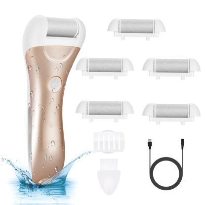 Picture of Callus Remover for Feet, Nicebirdie Electric Foot File Callus Removers Rechargeable Waterproof Pedicure Tools Foot Scrubber Shaver Feet Care Tool for Cracked Heels Dead Skin （Golden）