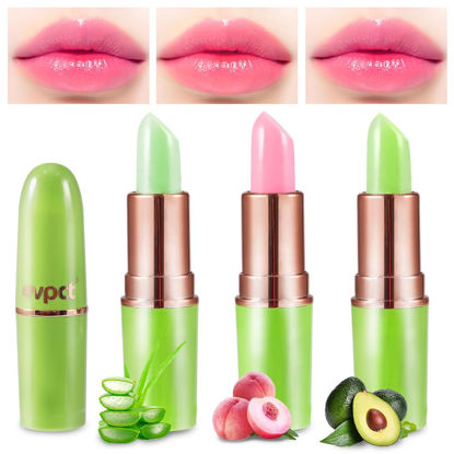 Picture of BINGBRUSH Color Changing Lipstick Queen,PH Mood Long Lasting Lip Gloss Korean Lip Balm Tinted Magic Makeup Moisturize Lipstick Set (3Pcs Aloe vera+ Peach+ Avocado Green, 3 Count (Pack of 1))