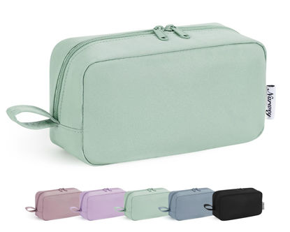Picture of Narwey Cute Makeup Bag Small Toiletry Bag Travel Cosmetic Bag Organizer Make Up Bags with Organized Pockets for Women (Mint Green, Large)
