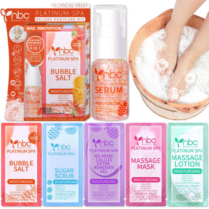 Picture of nbc BeautiLab Pedicure Foot Soak Set - Upgraded 6 in 1 Foot Spa, Foot Bath Spa, Pedicure Kit, Foot Soak for Tired & Dry Cracked Feet, Athletes Feet, Bad Odor, Softens Calluses (Tropical fruit)