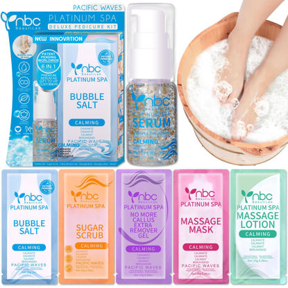 Picture of nbc BeautiLab Pedicure Foot Soak Set - Upgraded 6 in 1 Foot Spa, Foot Bath Spa, Pedicure Kit, Foot Soak for Tired & Dry Cracked Feet, Athletes Feet and Calluses (Pacific Waves)