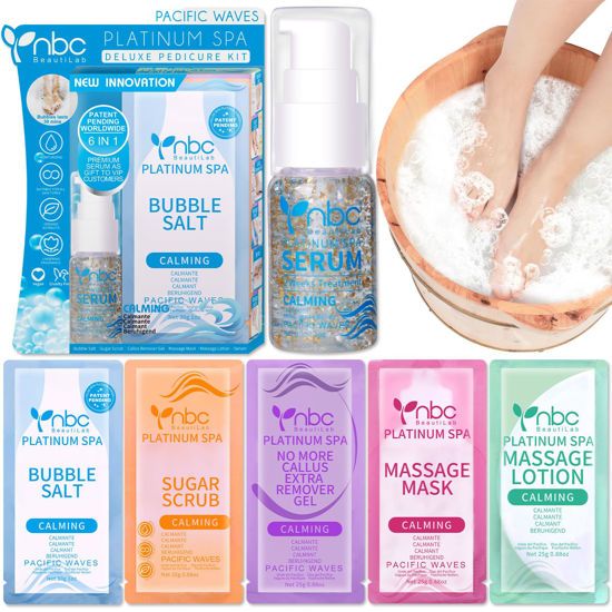 Picture of nbc BeautiLab Pedicure Foot Soak Set - Upgraded 6 in 1 Foot Spa, Foot Bath Spa, Pedicure Kit, Foot Soak for Tired & Dry Cracked Feet, Athletes Feet and Calluses (Pacific Waves)