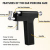 Picture of Self Ear Piercing Gun Kit with 12 Pairs of CZ Ear Stud Piercing Tools with Multi-Purpose Ear Gun for Salon and Home Use