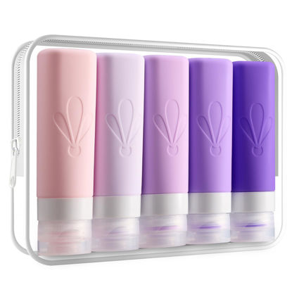 Picture of INSFIT Travel Bottles for Toiletries, TSA Approved 3oz Travel Size Containers, BPA Free Leak Proof Squeezable Silicone Tubes for Shampoo Conditioner Lotion Soap with Labels