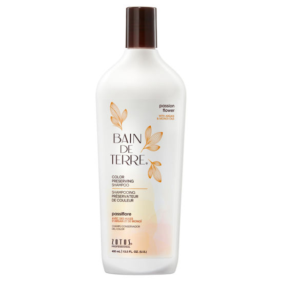 Picture of Bain de Terre Passion Flower Color Preserving Shampoo, for Vibrant Color & Protection from Fading, with Argan & Monoi Oils, Paraben-free, Vegan, 13.5 Fl Oz