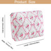 Picture of HHQQWZ Makeup Bag Travel Cosmetic Bag for Women Girls, Zipper Make Up Pouch, Floral Flowers Toiletry Organizer Makeup, Portable Storage Bag, Cosmetic Travel Cloth Bag (L/Pink Bowknot)