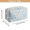 Picture of HHQQWZ Makeup Bag Travel Cosmetic Bag for Women Girls, Zipper Make Up Pouch, Floral Flowers Toiletry Organizer Makeup, Portable Storage Bag, Cosmetic Travel Cloth Bag (Blue Floral+Navy Blue Flower)