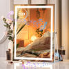 Picture of Hasipu Vanity Mirror with Lights and Bluetooth Speaker, 10.6" x 13.8" LED Makeup Mirror with 10X Magnification, Smart Touch 3 Colors Dimmable, 360° Rotation, White