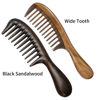 Picture of Louise Maelys 2pcs Wooden Wide Tooth Comb for Curly Thick Hair Anti-Static Black & Green Sandalwood Detangler Hair Comb for Women Men