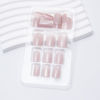 Picture of Cat Eye Press on Nails Medium Square Acrylic Nails Nude Pink Fake Nails Glossy Glitter Gradation False Nails Press ons Stick on Nails Glitter Full Cover Glue on Nails for Women Girls Manicure 24Pcs