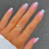 Picture of RikView French Tip Press on Nails Medium Fake Nails Blue Nails for Women with Swirls Design Square Acrylic Nails