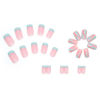 Picture of RikView French Tip Press on Nails Medium Fake Nails Blue Nails for Women with Swirls Design Square Acrylic Nails