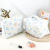 Picture of URSKYTOUS 2Pcs Cotton Quilted Makeup Bag for Women Girls Large Small Travel Floral Cosmetic Bags Set Cute Coquette Zipper Makeup Pouch for Purse Aesthetic Cloth Flower Storage Toiletry Bag Organizer