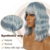 Picture of LANCAINI Short Bob Wigs with Bangs for Women Loose Wavy Wig Curly Wavy Shoulder Length Bob Synthetic Cosplay Wig for Girl Colorful Costume Wigs (Ice Blue)