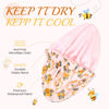 Picture of Shower Cap for Women Terry Lined Bee Bath Cap Large Reusable Waterproof Elastic Band Beekeeper Shower Caps for Long Thick Hair Soft Bath Shower Hair Caps