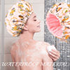 Picture of Shower Cap for Women Terry Lined Bee Bath Cap Large Reusable Waterproof Elastic Band Beekeeper Shower Caps for Long Thick Hair Soft Bath Shower Hair Caps