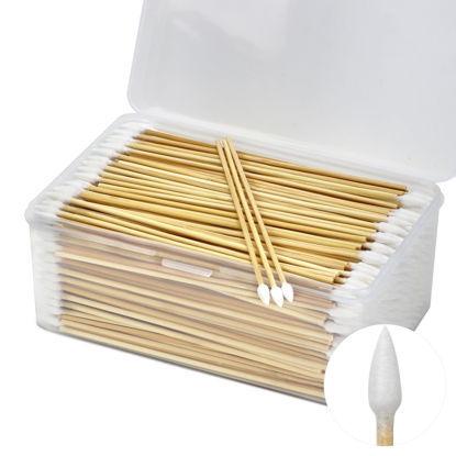 Picture of 500PCS Gun Cleaning Swabs in Storage Box - Lint Free Pistol Cleaning Swabs - Gun Cleaning Cotton Swab with Bamboo Handle - Highly Absorbent Gun Cleaning Supplies Swabs for Precision Cleaning, Applying