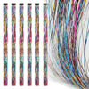 Picture of 19.7 Inch Clip In Hair Tinsel Fairy Hair Tinsel Kit Clips Clip On Glitter Hair Tinsel Extensions (three-color)
