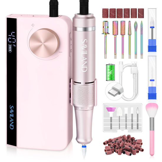 Picture of SAVILAND Professional Nail Drill: Electric 40000 RPM PRO Nail Drill Machine Nail File With Colorful Nail Drill Bits for Manicure Pedicure Acrylic Removal Polishing Tools Kit for Salon Home Use