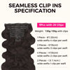 Picture of Lashey Seamless Clip in Hair Extensions Human Hair 130g 9pcs 18 Inch Body Wave #2 Dark Brown Clip in Hair Extensions for Women PU Weft Hair Extensions