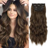 Picture of Chestnut Brown Hair Extensions, 4Pcs Synthetic Clip in Hair Extensions, 20 Inches Long Curly Hair Extensions Clip ins, Natural Thick Hair Extensions (Color:Chocolate Brown)