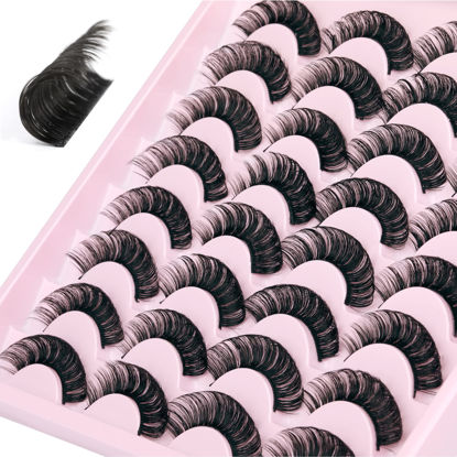 Picture of JIMIRE Russian Strip Volume Eyelashes DD Curl Wispy Fluffy False Eyelashes Look Like Lash Extensions Natural Lashes Pack 16 Pairs