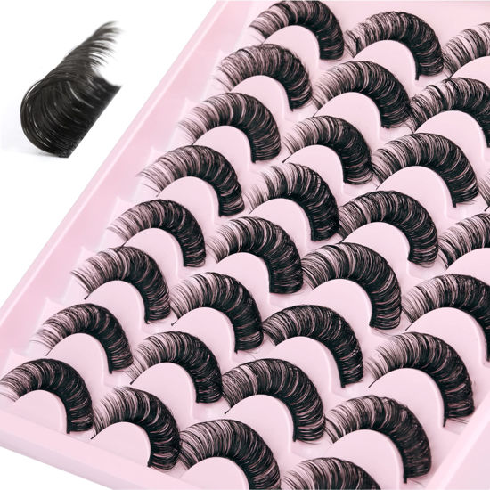 Picture of JIMIRE Russian Strip Volume Eyelashes DD Curl Wispy Fluffy False Eyelashes Look Like Lash Extensions Natural Lashes Pack 16 Pairs