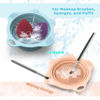 Picture of 2PC Foldable Silicone Makeup Brush Cleaner Pad Bowls, YalsFTY Portable Mat Scrubber Cleaning Tool for Makeup Brushes (Khaki and Blue)