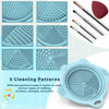 Picture of 2PC Foldable Silicone Makeup Brush Cleaner Pad Bowls, YalsFTY Portable Mat Scrubber Cleaning Tool for Makeup Brushes (Khaki and Blue)