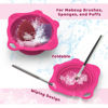 Picture of Foldable Silicone Makeup Brush Cleaner Pad Bowl, YalsFTY Portable Mat Scrubber Cleaning Tool for Makeup Brushes (Rose)