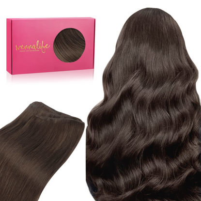 Picture of WENNALIFE Sew in Hair Extensions Real Human Hair, 22 Inch 110g Light Dark Brown Machine Weft Hair Extensions Human Hair Hand Tied Weft Hair Extensions Sew In