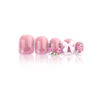 Picture of 24Pcs French Tip Press on Nails Short Square Fake Nails with Charms Bow Flower Design Pink French Nails Press ons Cute Acrylic Nails Stick on Nails Rhinestones Glue on Nails for Women Girls