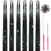 Picture of MISSUHUI Hair Tinsel Kit With Tools 47Inch 1200 Strands Glitter Tinsel Hair Extensions Sparkling Shiny Fairy Hair Tinsel Strands Kit Heat Resistant for Women Girls 6Pcs (Black)