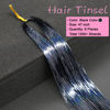 Picture of MISSUHUI Hair Tinsel Kit With Tools 47Inch 1200 Strands Glitter Tinsel Hair Extensions Sparkling Shiny Fairy Hair Tinsel Strands Kit Heat Resistant for Women Girls 6Pcs (Black)