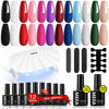 Picture of MEFA 19 Pcs Gel Nail Polish Kit with U V Light, 12 Colors All Seasons Nude Milky White Soak Off Gel Polish Nail Set with Base Top Coat Essential Manicure Beginners Salon Christmas Gifts for Women