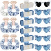 Picture of 18pcs Bridesmaid Scrunchies Proposal Gifts 4.1inch square Hair Claws Bachelorette Hair Clip heart sunglasses Girls gift for Wedding Party Favors(18pcs White&Dusty Blue)