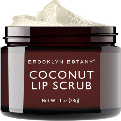 Picture of Brooklyn Botany Lip Scrub Exfoliator 1 oz - Lip Moisturizer for Dry Lips and Chapped Lips - Gentle Lip Exfoliator for Smooth and Brighter Lips - Coconut Flavor