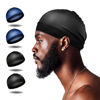 Picture of Selalu 4Pcs Wave Cap, Silk Stocking Wave Caps for 360 Waves, Silky Durag for Men, Stain Caps (2*Blue 2*Black)