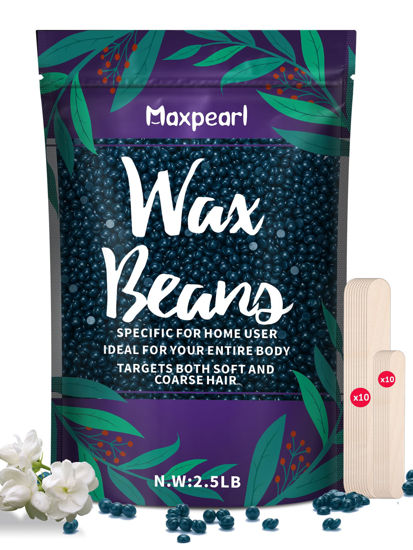 Picture of Maxpearl Wax Beads for Hair Removal, 2.5lb Hard Wax Beans Refill Bag for Brazilian Bikini, Face, Eyebrows, Underarms, Arms, Chest, Back, Legs, Coarse Body Hair Specific