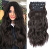 Picture of Clip in Hair Extensions 4PCS Brown Black Thick Hair Piece 20 Inches Long Wavy Clip in Extensions Full Head Synthetic Hairpieces for Women (4pcs, 20Inch, 4#)