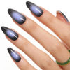 Picture of GLAMERMAID Black White Ombre Press on Nails Medium Almond, Purple Aurora Fake Crush Nail, Glossy Gel Glue on Nails Short Oval Stick on Blush Nail Set, Glitter Acrylic Stiletto False Nail Kit for Women