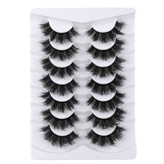 Picture of Mebver False Eyelashes Cat Eye Lashes Faux Mink Lashes Natural Look Fluffy Wispy Lashes That Look Like Extensions Pestañas Postizas D Curl Lash Strips Short Fox Eye Lashes 7 Pairs Pack