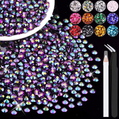 Picture of 4000PCS 4mm Resin Jelly Rhinestones in Bulk (Purplish Black AB), Bedazzling Flatback Crystals Rhinestones for Crafting DIY Nail Decoration, Gems Diomand Charms for Tumbler Shoes Clothing Fabric